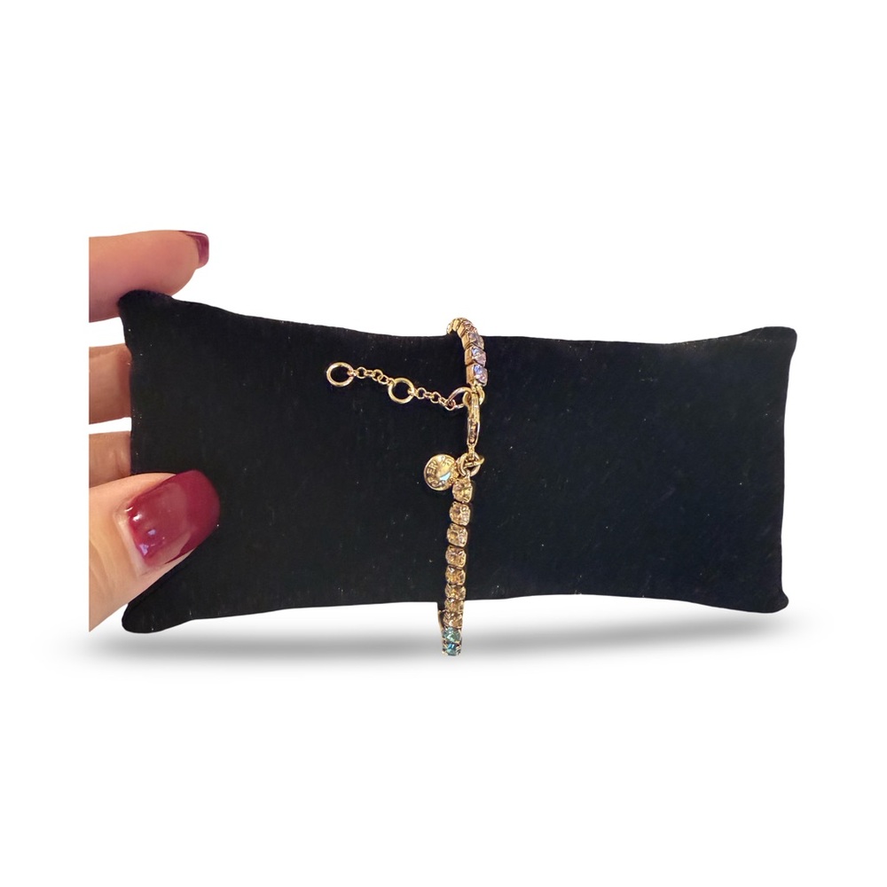J. Crew Gold Bracelet with Multicolor Accents, rainbow crystal stones! Gorgeous